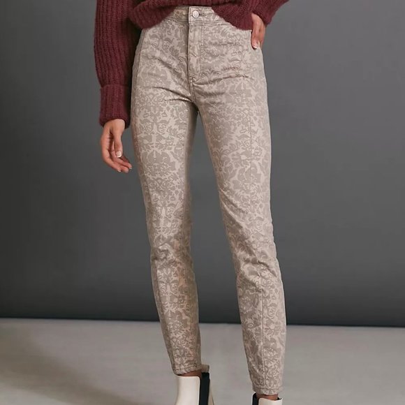 Anthropologie Pants - Anthropologie Pilcro Flocked High-Rise Jean Pants Floral Design Size 30